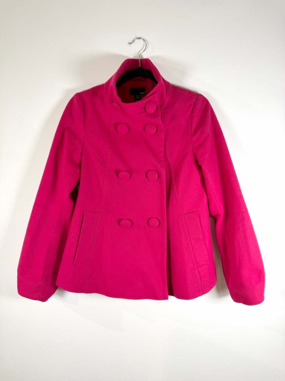 H&M Hot Pink Double-Breasted Pea Coat